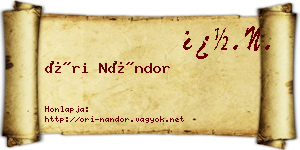 Őri Nándor névjegykártya